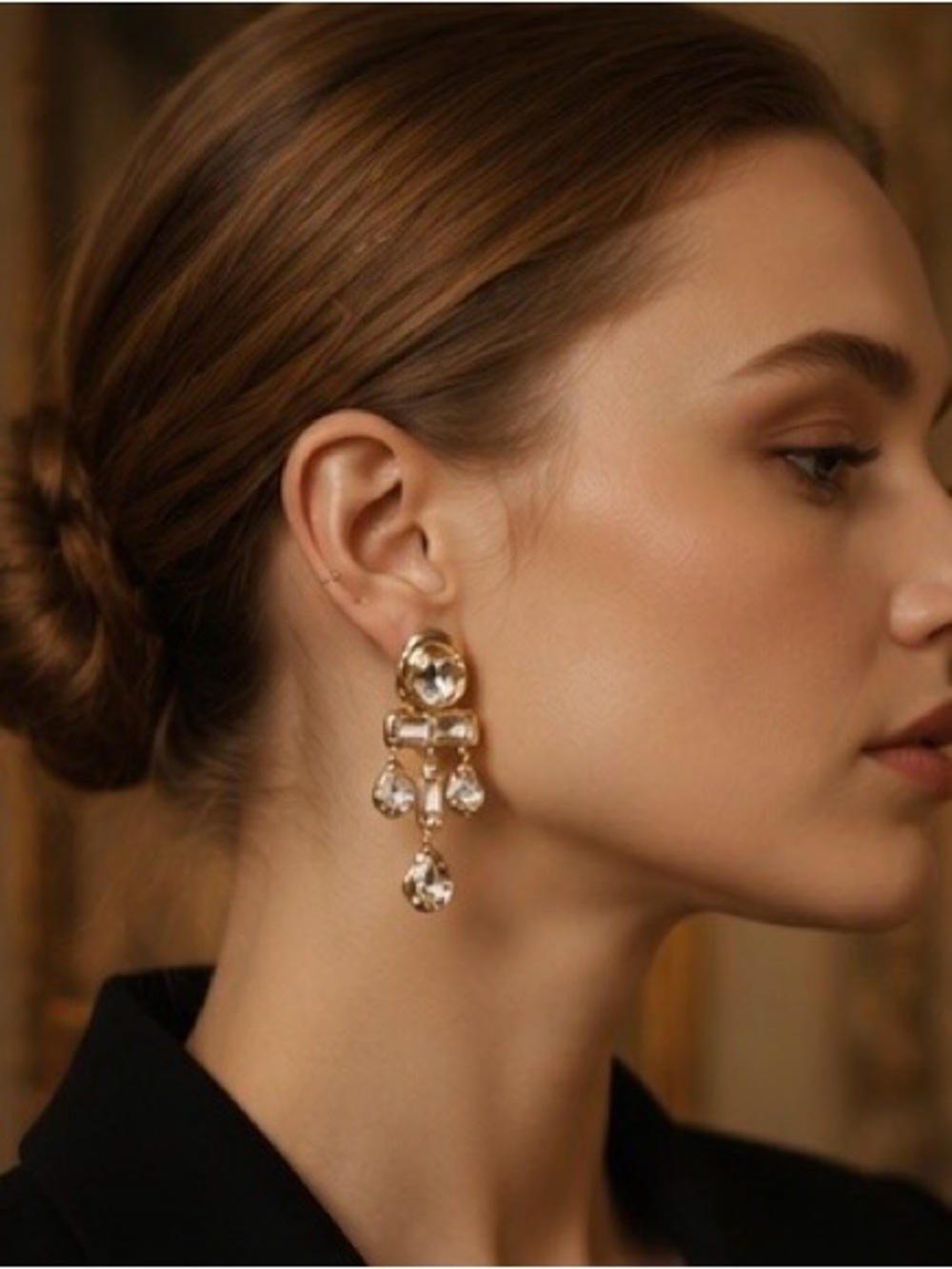 Luxury Crystal Gold Chandelier Earrings — image 5 of 7